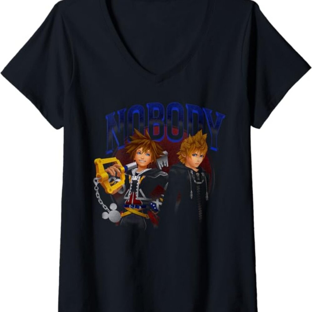 Disney Nobody Kingdom Hearts Roxas and Sora Black T-Shirt In Size Large